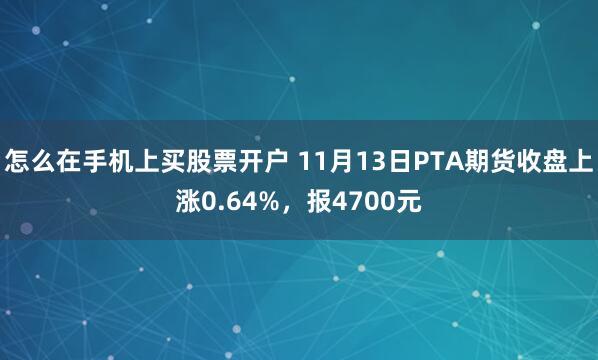 怎么在手机上买股票开户 11月13日PTA期货收盘上涨0.64%，报4700元